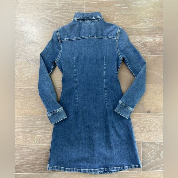 Alexa Chung for AG "The Pixie Denim Snap Front Mini Dress long sleeve XS - Picture 5 of 8